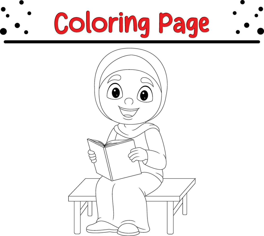 feliz pequeno menina coloração página vetor