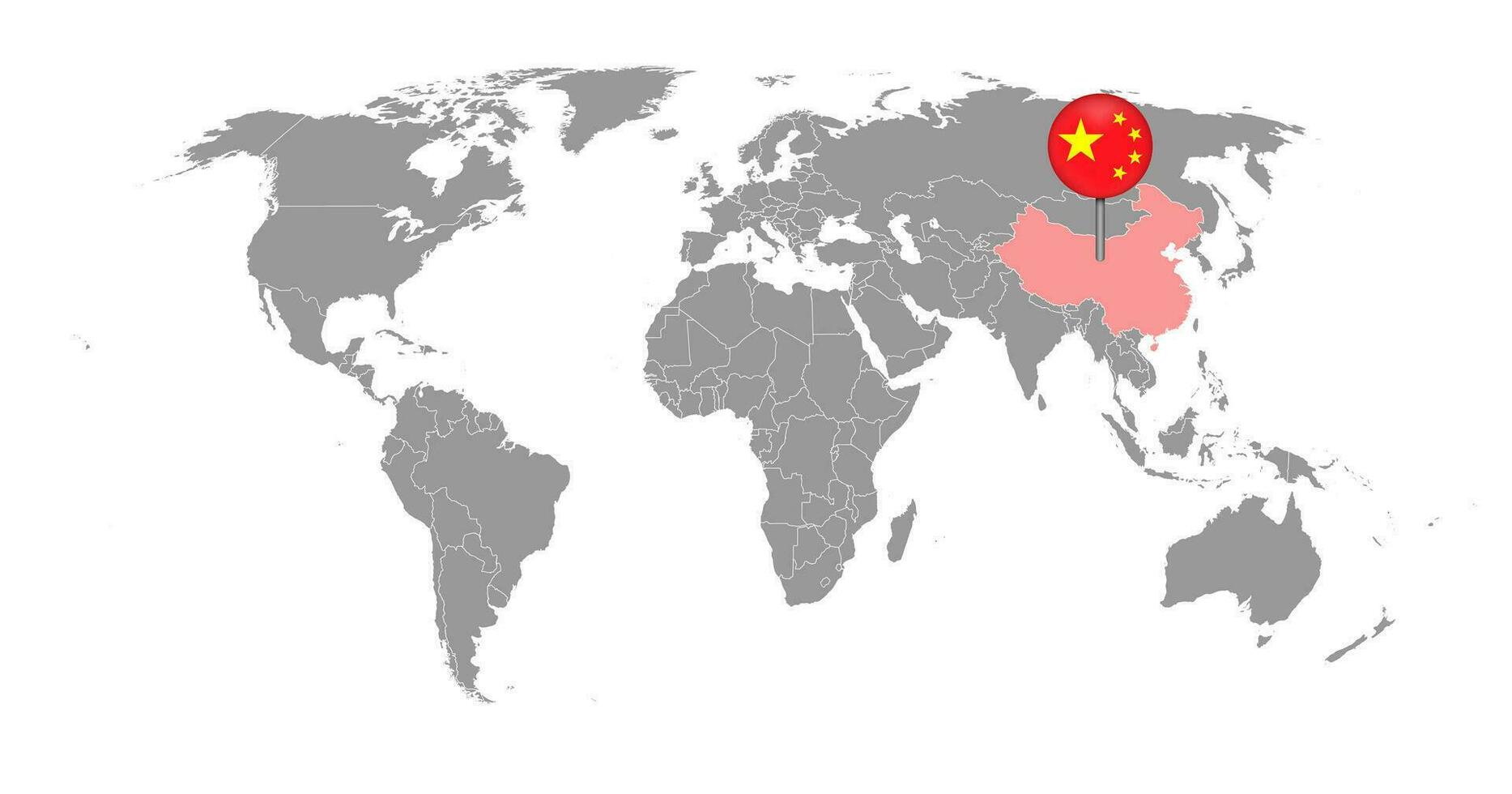 pin mapa com bandeira da china na ilustração do mundo map.vector. vetor