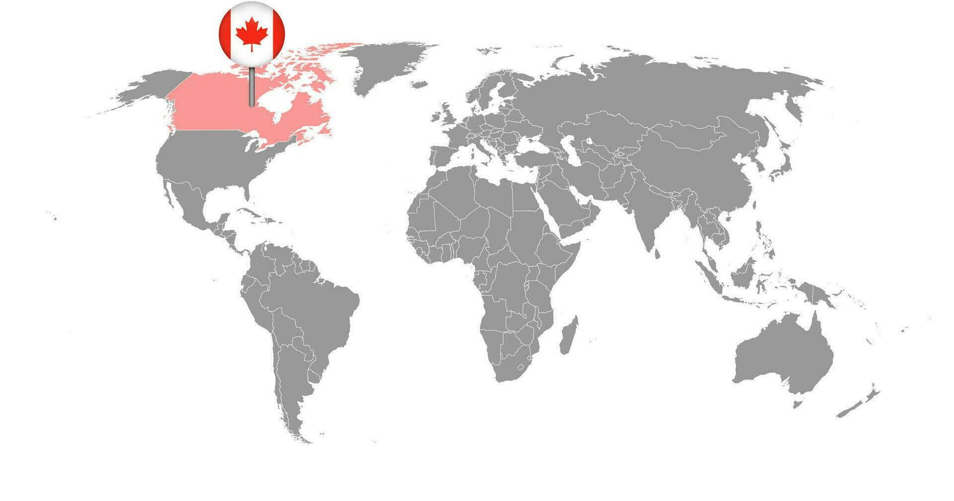 mapa de pinos com bandeira do Canadá na ilustração do mundo map.vector. vetor