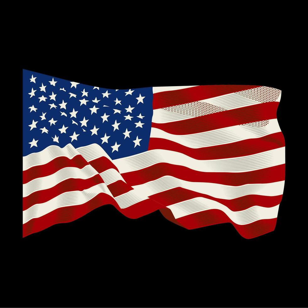 ilustração americano bandeira vibração vetor