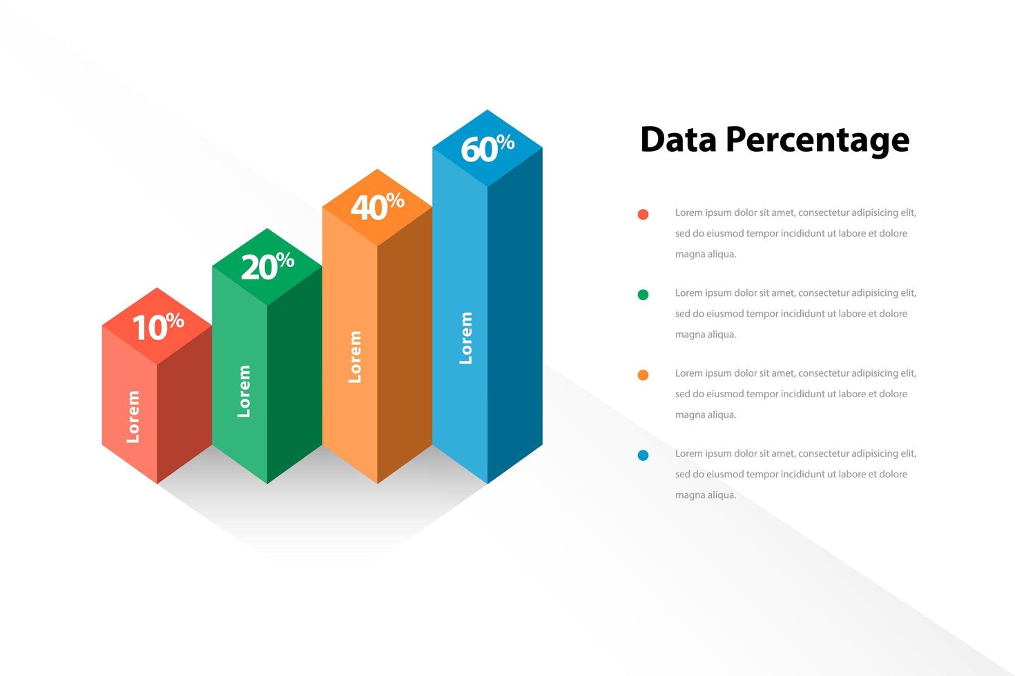 Diagrama de infográfico de negócios de barra de dados 3D para apresentação vetor