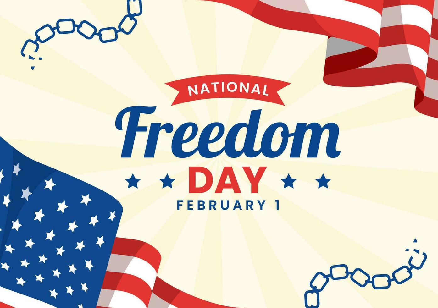 nacional liberdade dia vetor ilustração em 1 fevereiro com EUA bandeira e mãos dentro algemas para honrando todos quem servido dentro plano fundo