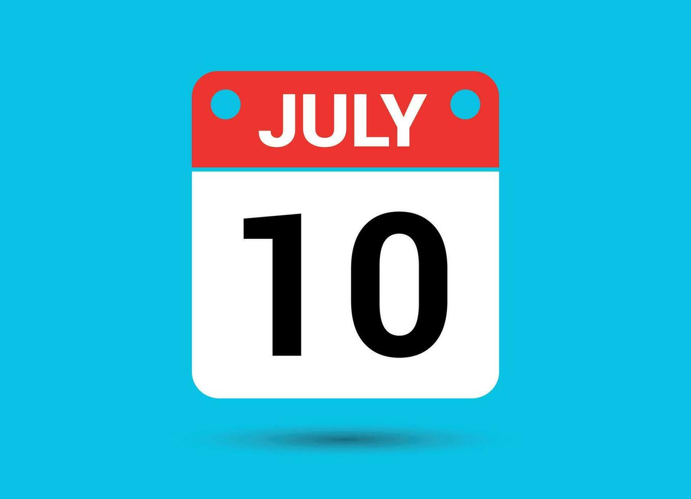 Julho 10 calendário encontro plano ícone dia 10 vetor ilustração