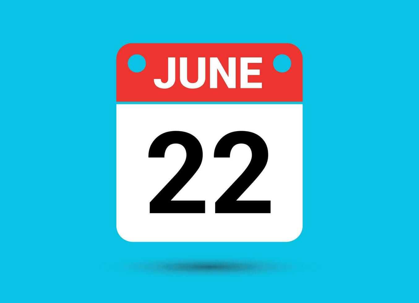 Junho 22 calendário encontro plano ícone dia 22 vetor ilustração