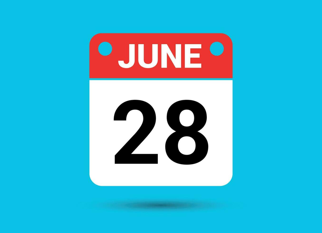 Junho 28 calendário encontro plano ícone dia 28 vetor ilustração