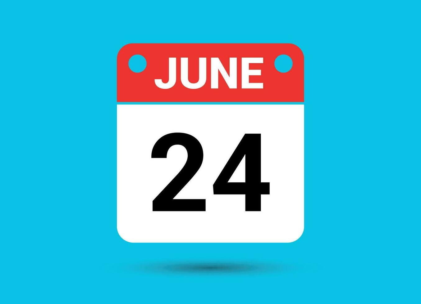Junho 24 calendário encontro plano ícone dia 24 vetor ilustração