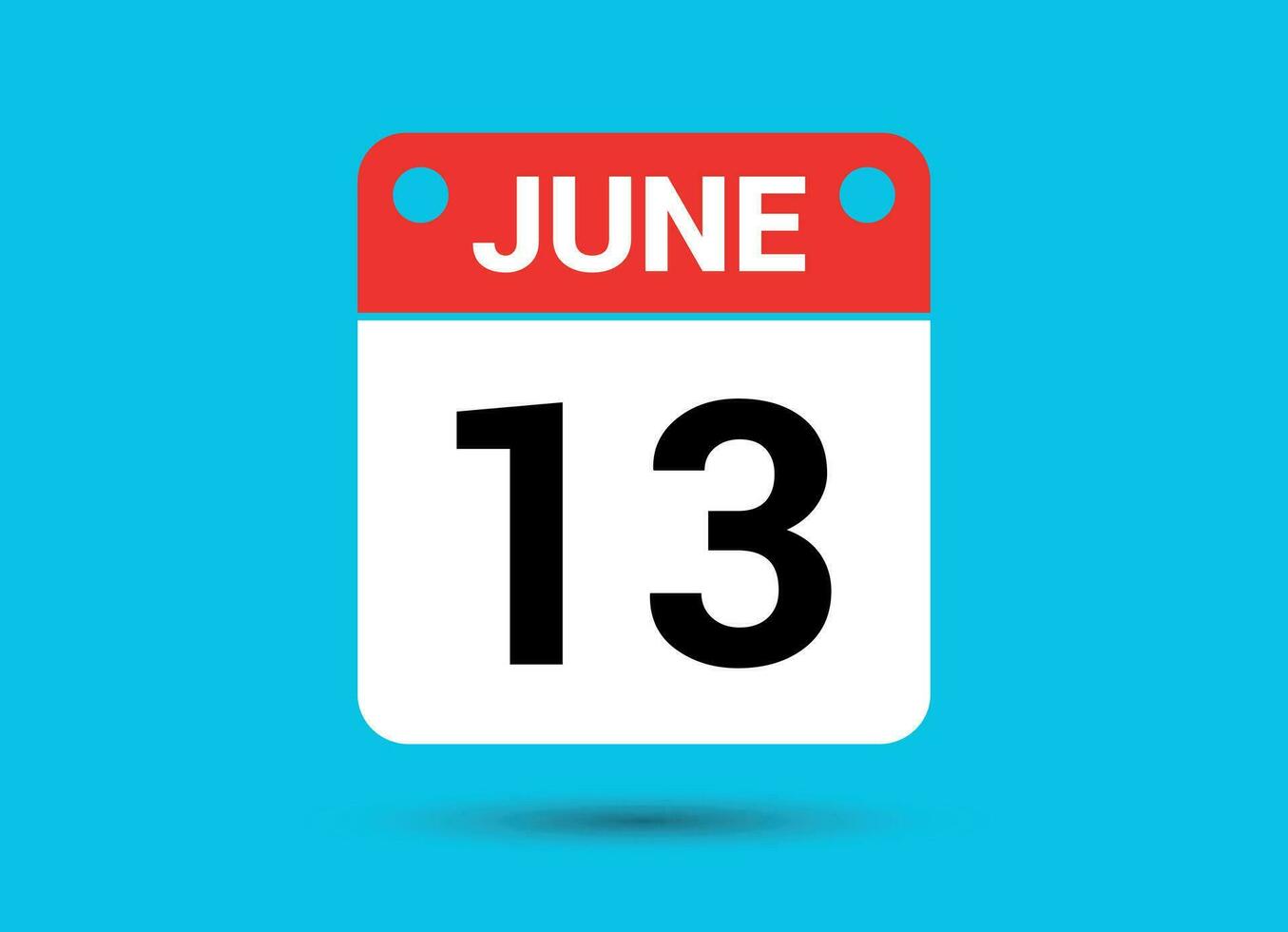 Junho 13 calendário encontro plano ícone dia 13 vetor ilustração