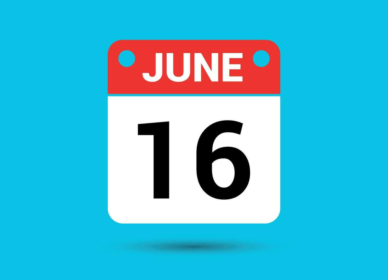Junho 16 calendário encontro plano ícone dia 16 vetor ilustração