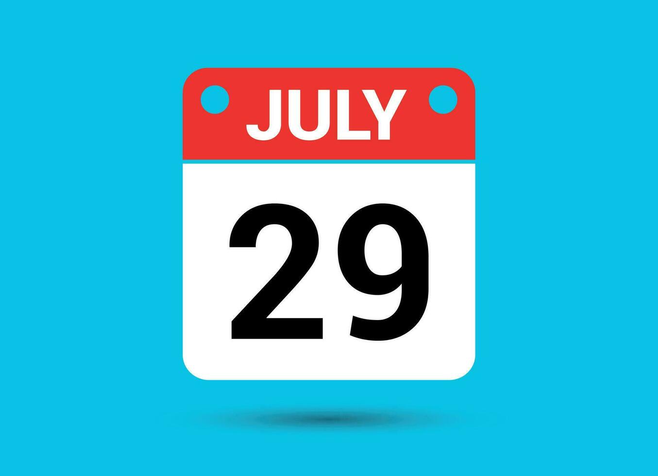Julho 29 calendário encontro plano ícone dia 29 vetor ilustração