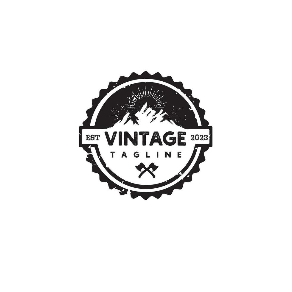 vintage montanha crachá logotipo Projeto vetor modelo ilustração