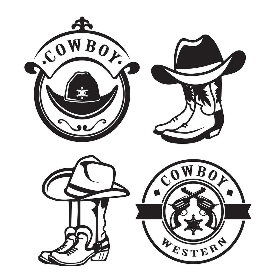 conjunto do vaqueiro ocidental logotipo vetor modelo.