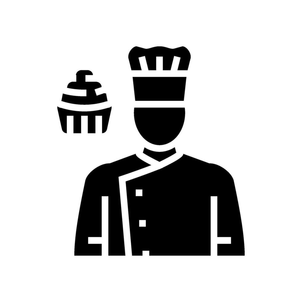 pastelaria chefe de cozinha restaurante glifo ícone vetor ilustração