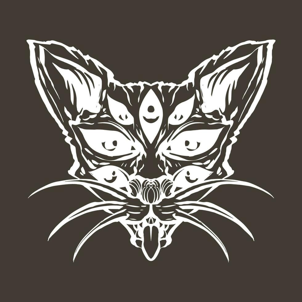 mão desenhado gato ilustração dentro uma impressionante e legal estilo para logotipos, roupas negócios, e camiseta impressões ou adesivos, fundos, e roupas coleção desenhos vetor