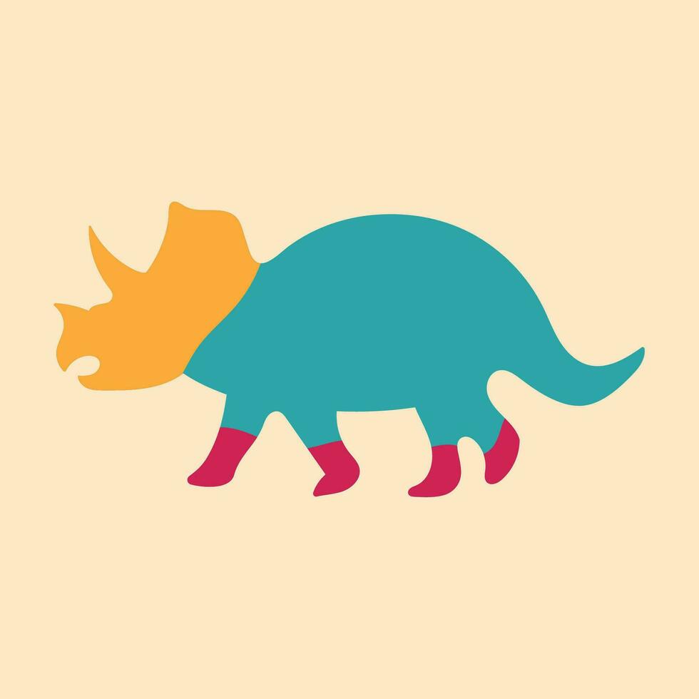 multicolorido silhueta do uma dinossauro. plano, brilhante, simples estilo. Projeto elemento para cartazes, impressões para roupas, bandeiras, capas, sites, social redes, logotipo vetor
