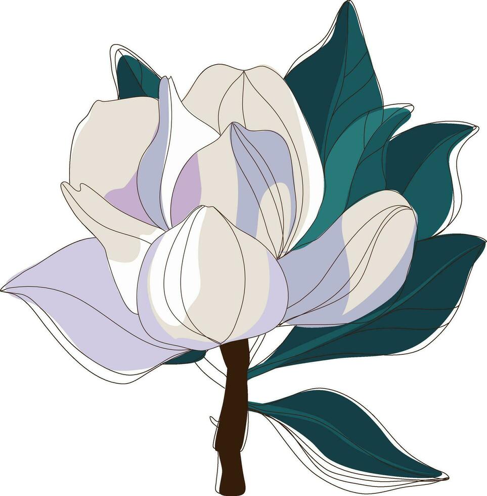 magnólia flor. Projeto do floral Repetivel fundo para impressão. desenhado à mão colori plano vetor ilustração