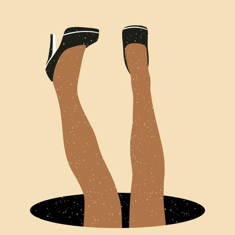 mulheres pernas dentro collants e sapato. vetor ilustração dentro plano estilo