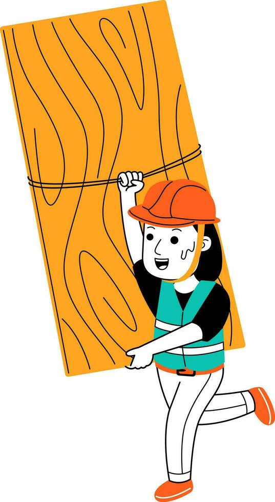 jovem mulher construtor vetor ilustração