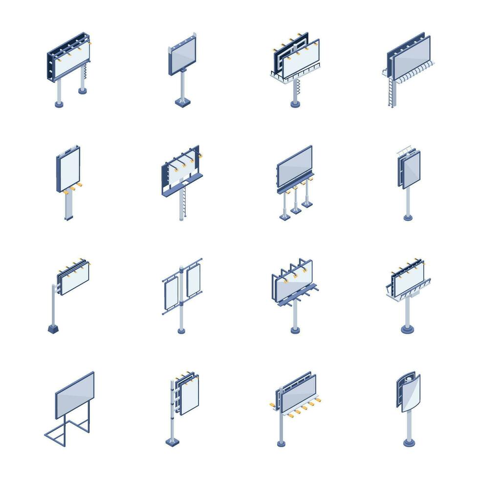 ao ar livre publicidade isométrico ícones vetor