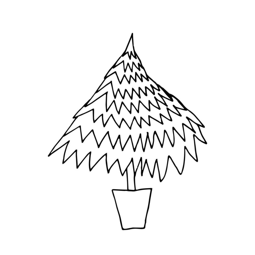 mão desenhado Natal árvore dentro Panela ilustração. simples Natal árvore doodle. pinho árvore ilustração. vetor