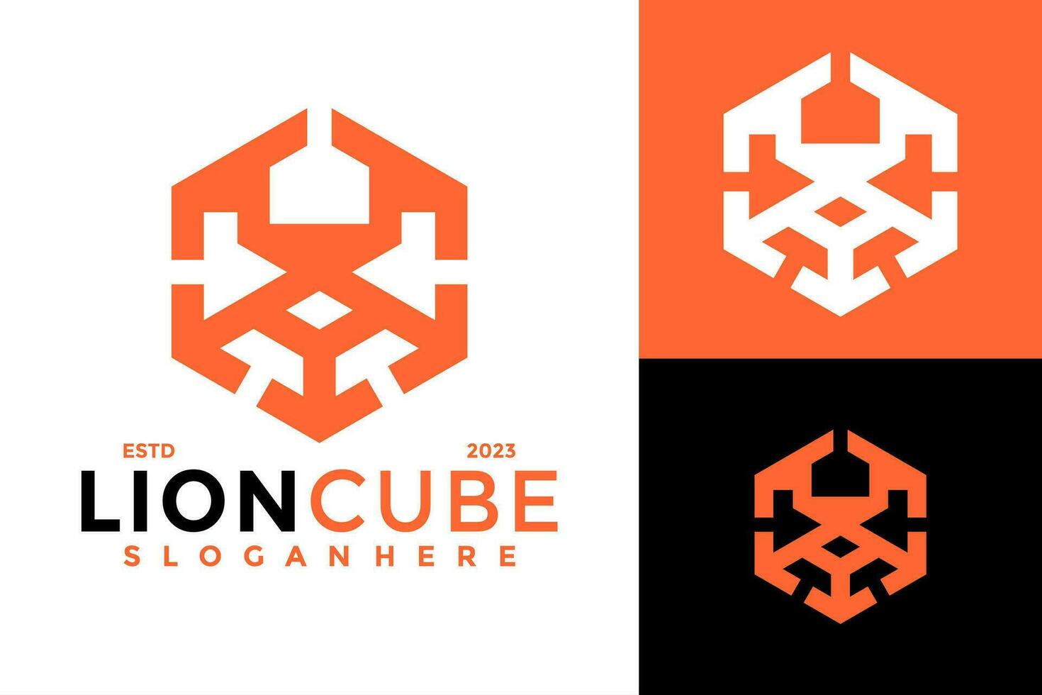 leão cubo logotipo Projeto vetor símbolo ícone ilustração
