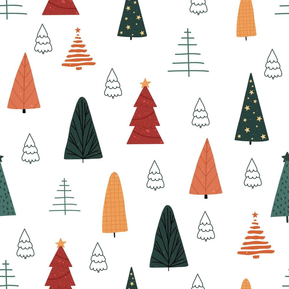 Natal desatado padrão, com uma árvore, uma pinho árvore, uma festivo atmosfera, uma Magia floresta. vetor