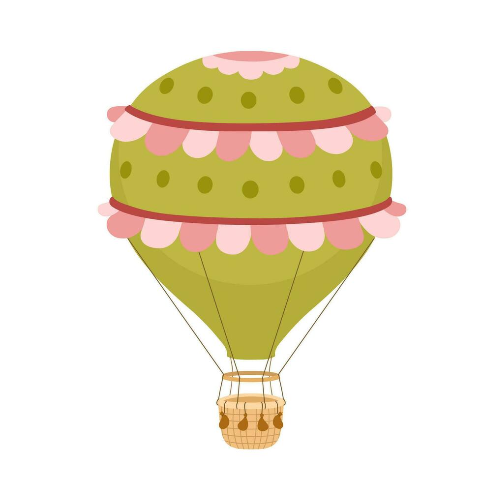vintage verde quente ar balão. vetor ilustração isolado em branco