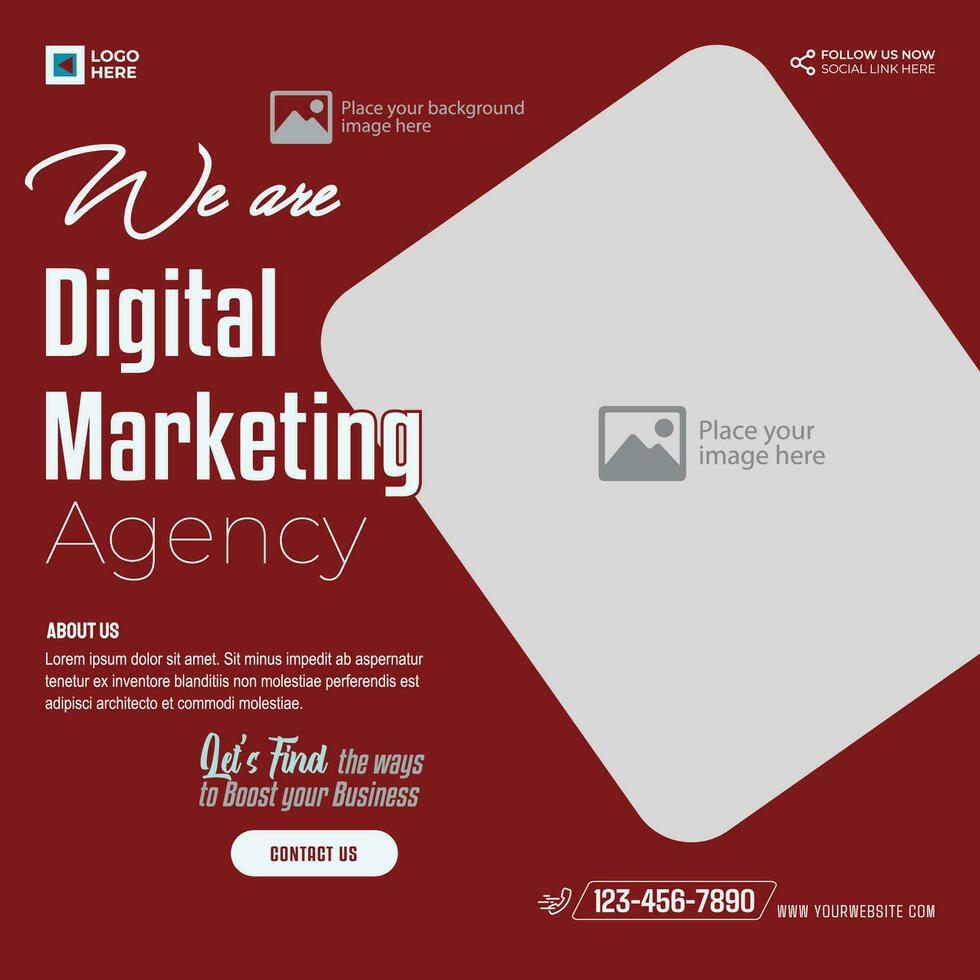 digital marketing Instagram publicar, social meios de comunicação postar modelo vetor ilustração