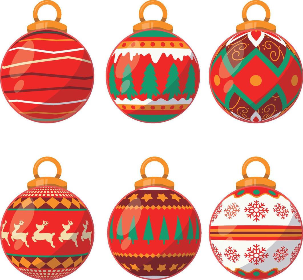 Natal bola ornamentos, coloridos Natal bola coleção conjunto vetor