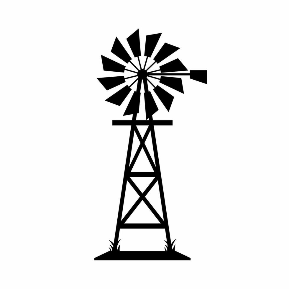 moinho de vento silhueta ícone vetor. rural construção silhueta pode estar usava Como ícone, símbolo ou placa. moinho de vento ícone vetor para Projeto do fazenda, Vila ou campo