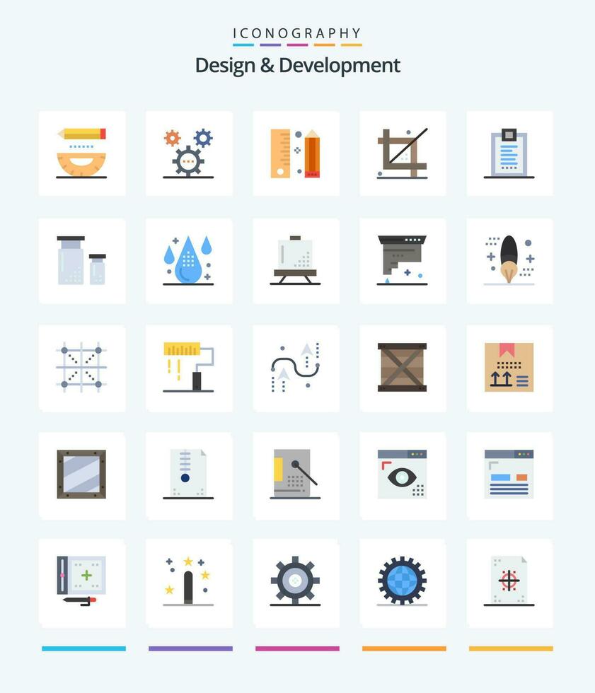 criativo Projeto desenvolvimento 25 plano ícone pacote tal Como Projeto. codificação. Ideias. programação. desenvolvimento vetor