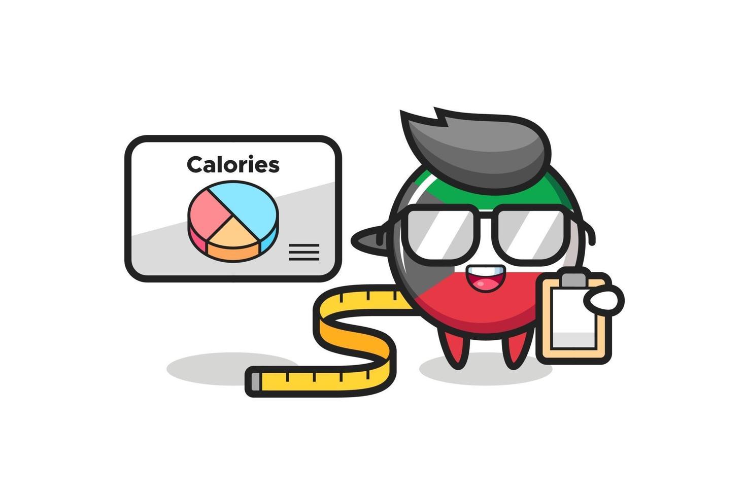 ilustração do mascote do emblema da bandeira kuwait como nutricionista vetor