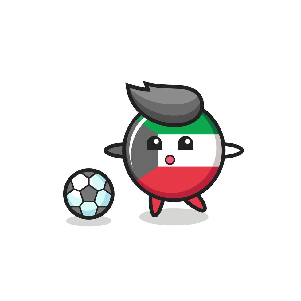 ilustração do desenho do emblema da bandeira kuwait está jogando futebol vetor