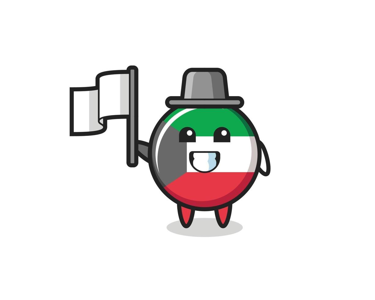 personagem de desenho animado da bandeira kuwait segurando uma bandeira vetor