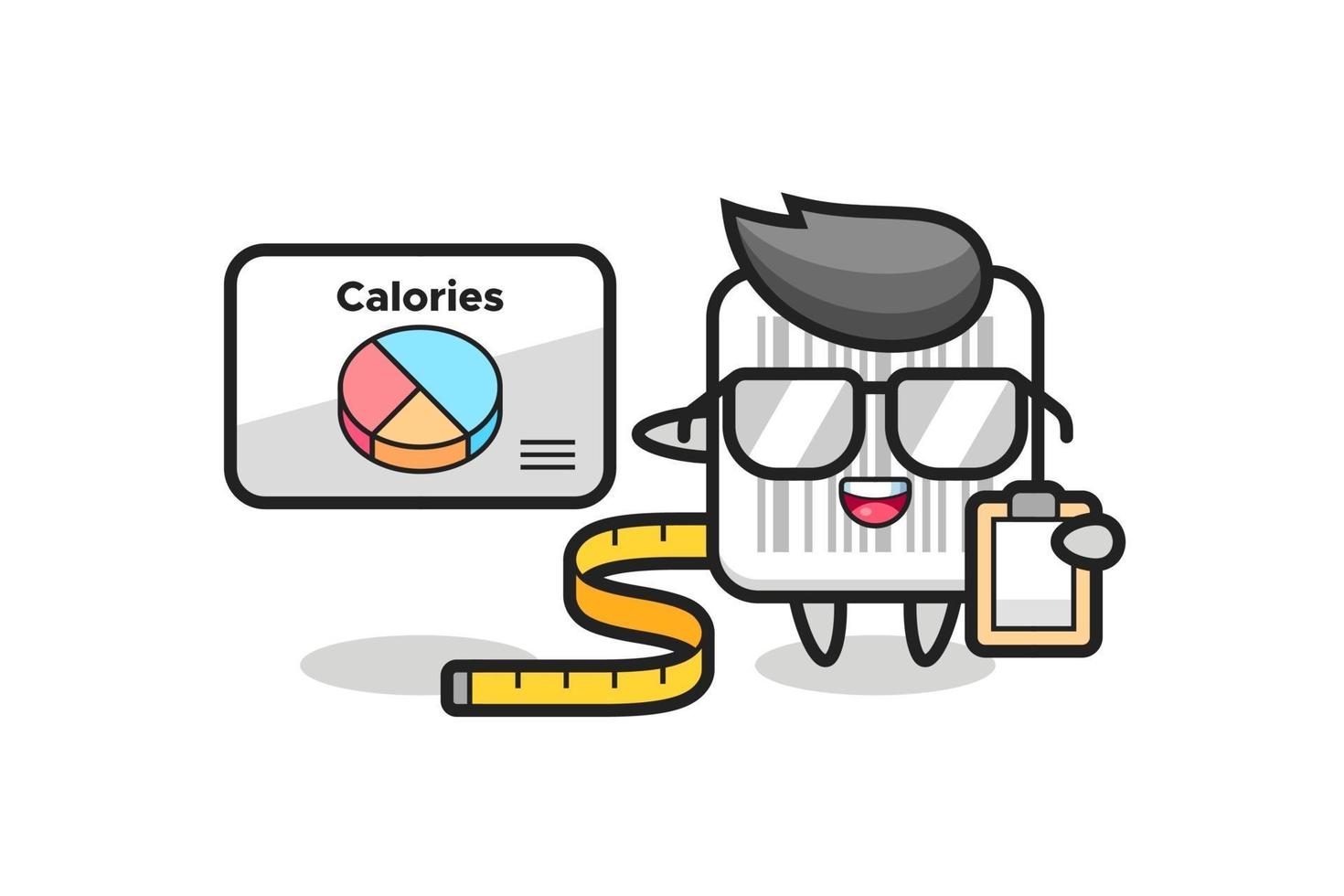 ilustração do mascote do código de barras como nutricionista vetor