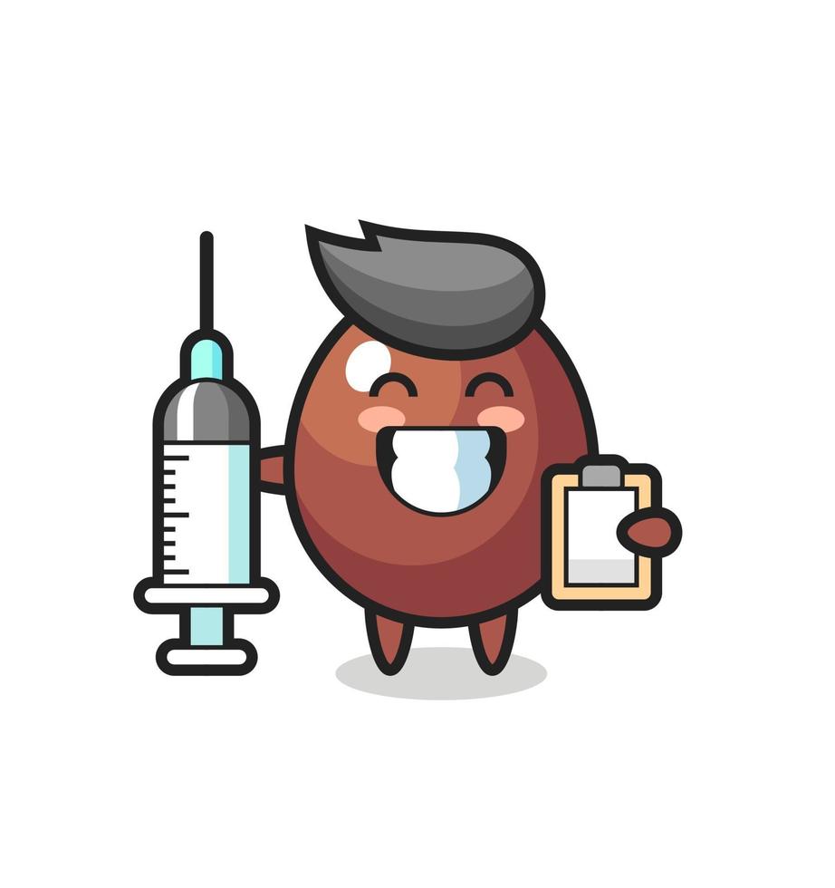 ilustração mascote de ovo de chocolate como médico vetor