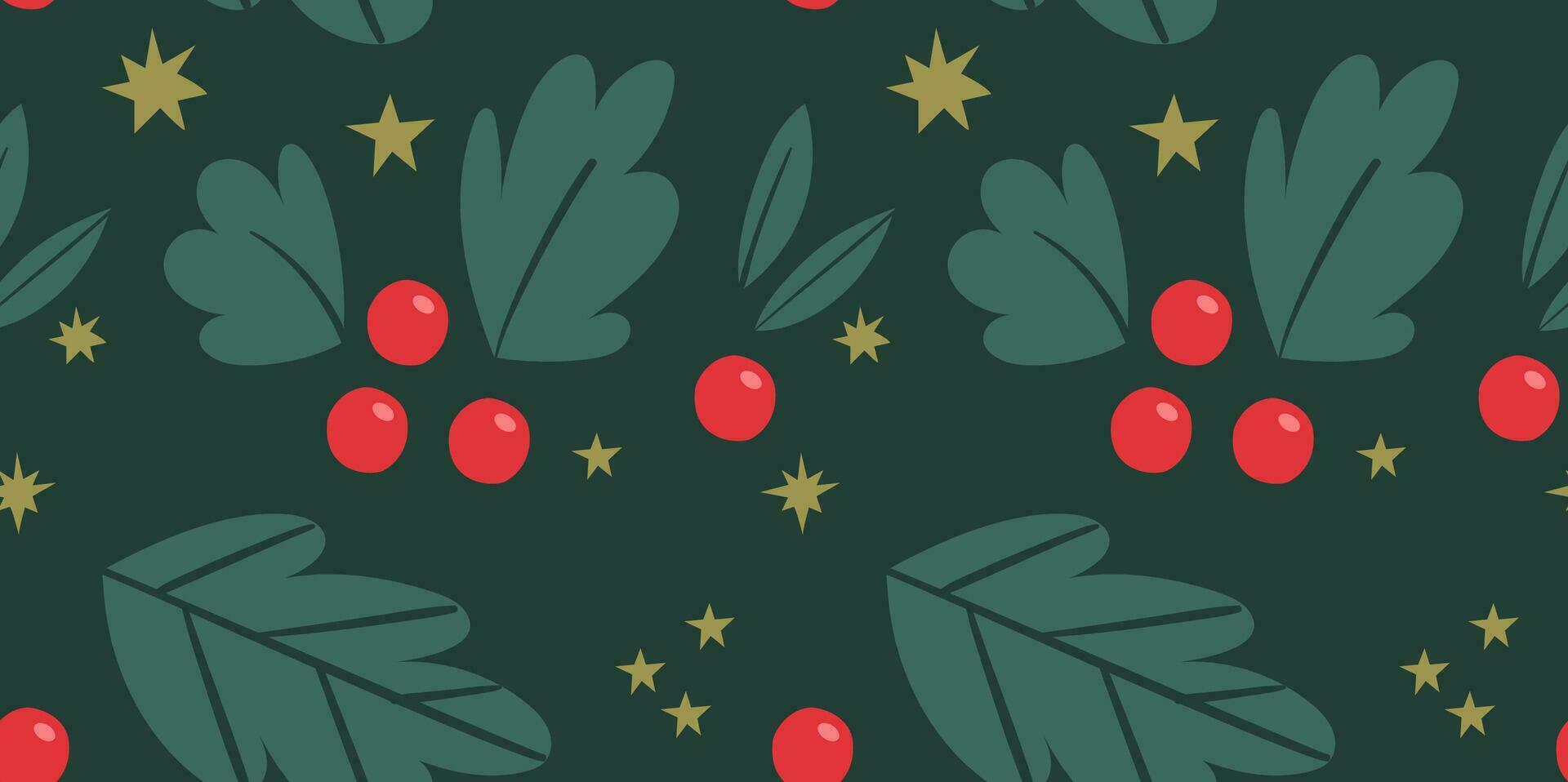 Natal desatado padronizar com azevinho bagas, estrelas e folhas. vetor