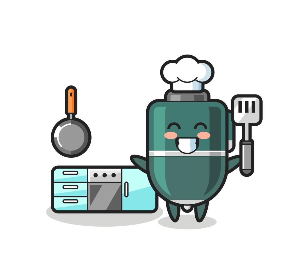 ilustração de personagem de caneta esferográfica enquanto um chef cozinha vetor