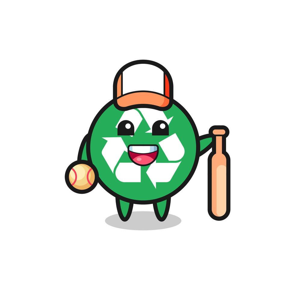personagem de desenho animado sobre reciclagem como jogador de beisebol vetor