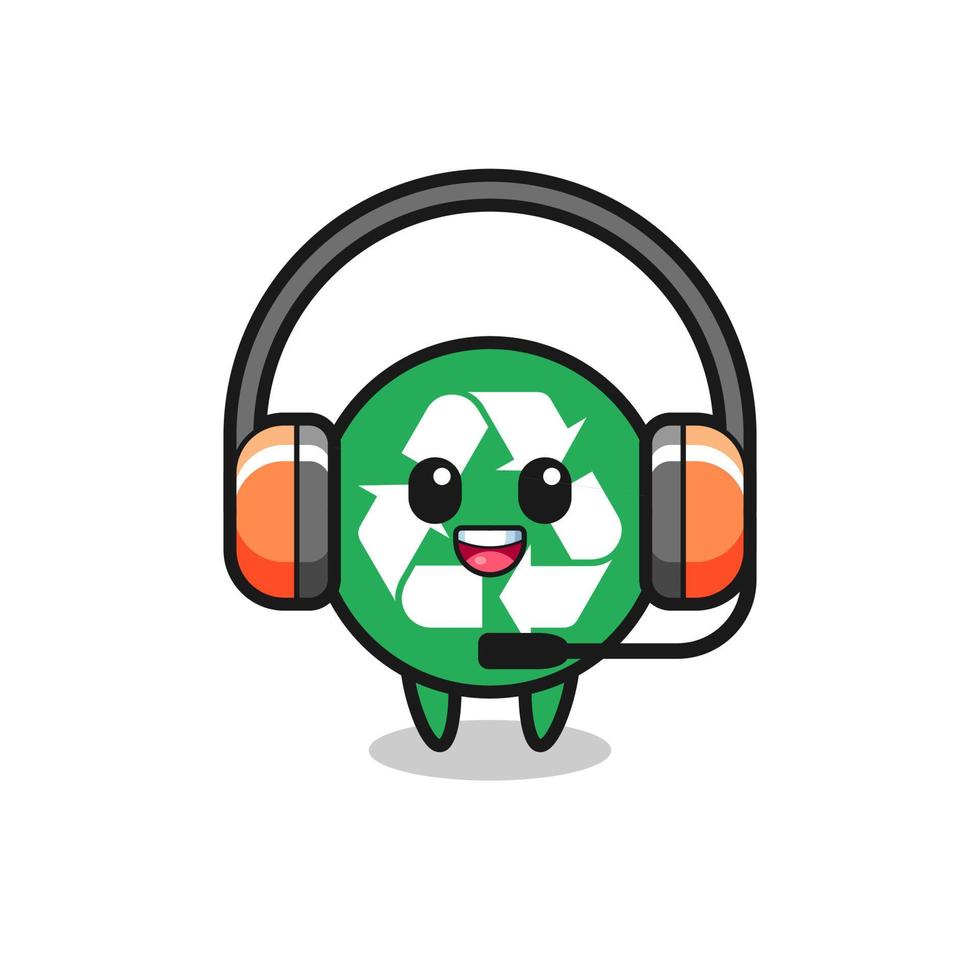 desenho animado mascote da reciclagem como serviço ao cliente vetor