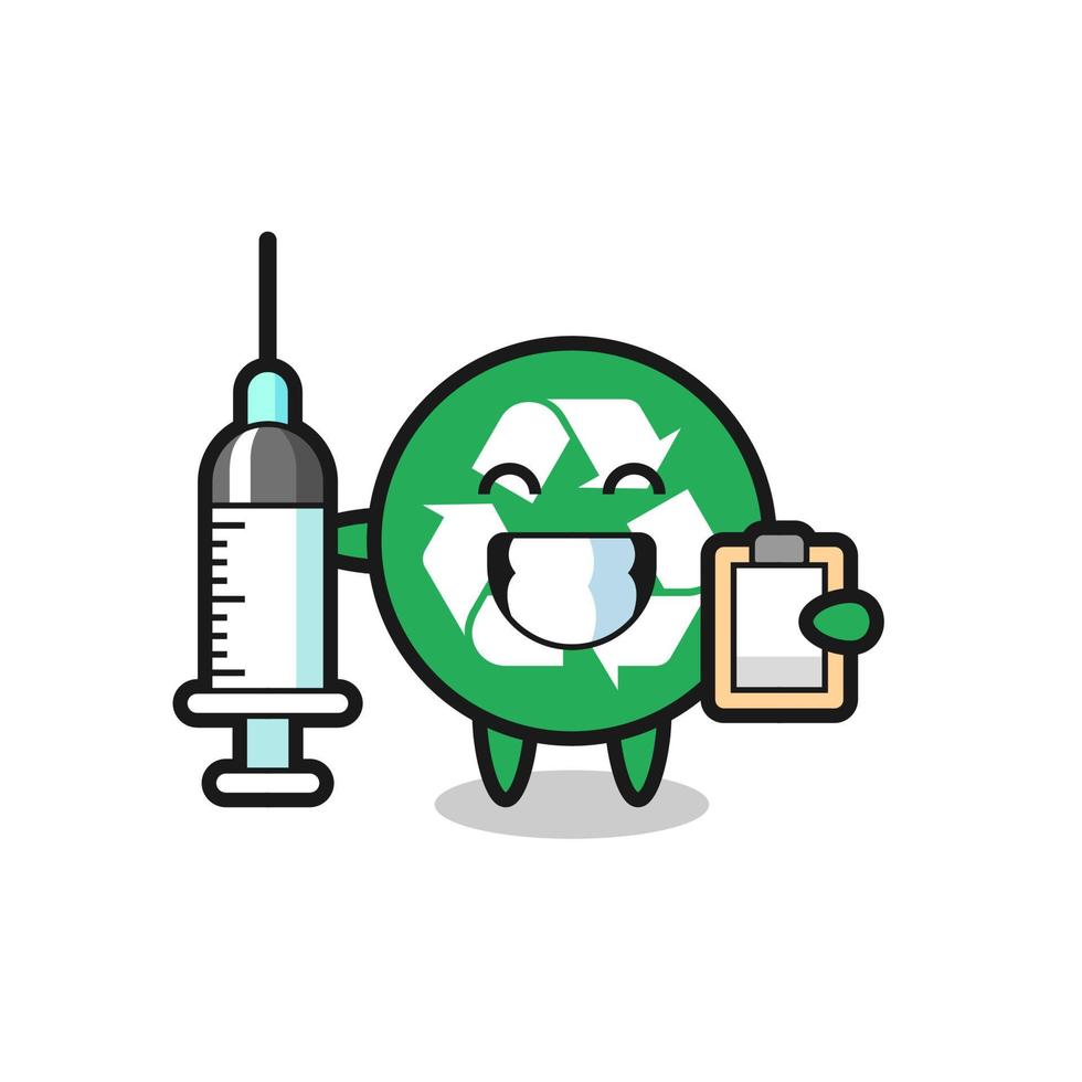 ilustração mascote da reciclagem como médico vetor