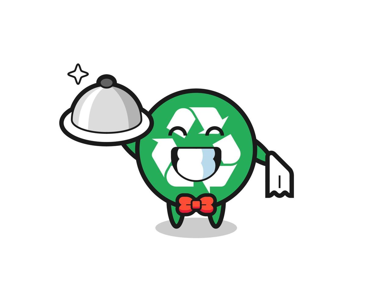 personagem mascote da reciclagem como garçons vetor