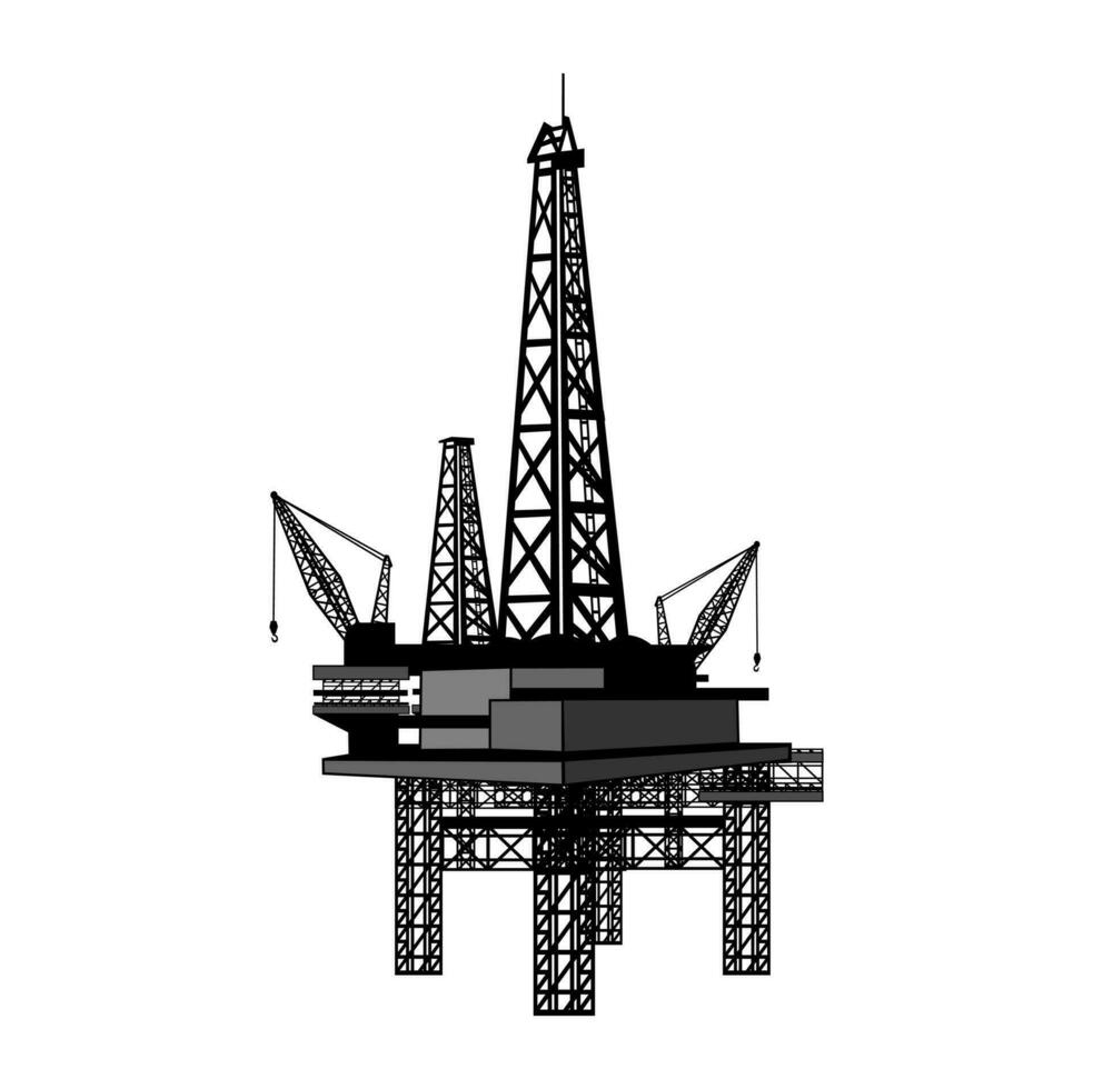 ilustração de projeto de plataforma de perfuração de plataforma de petróleo vetor
