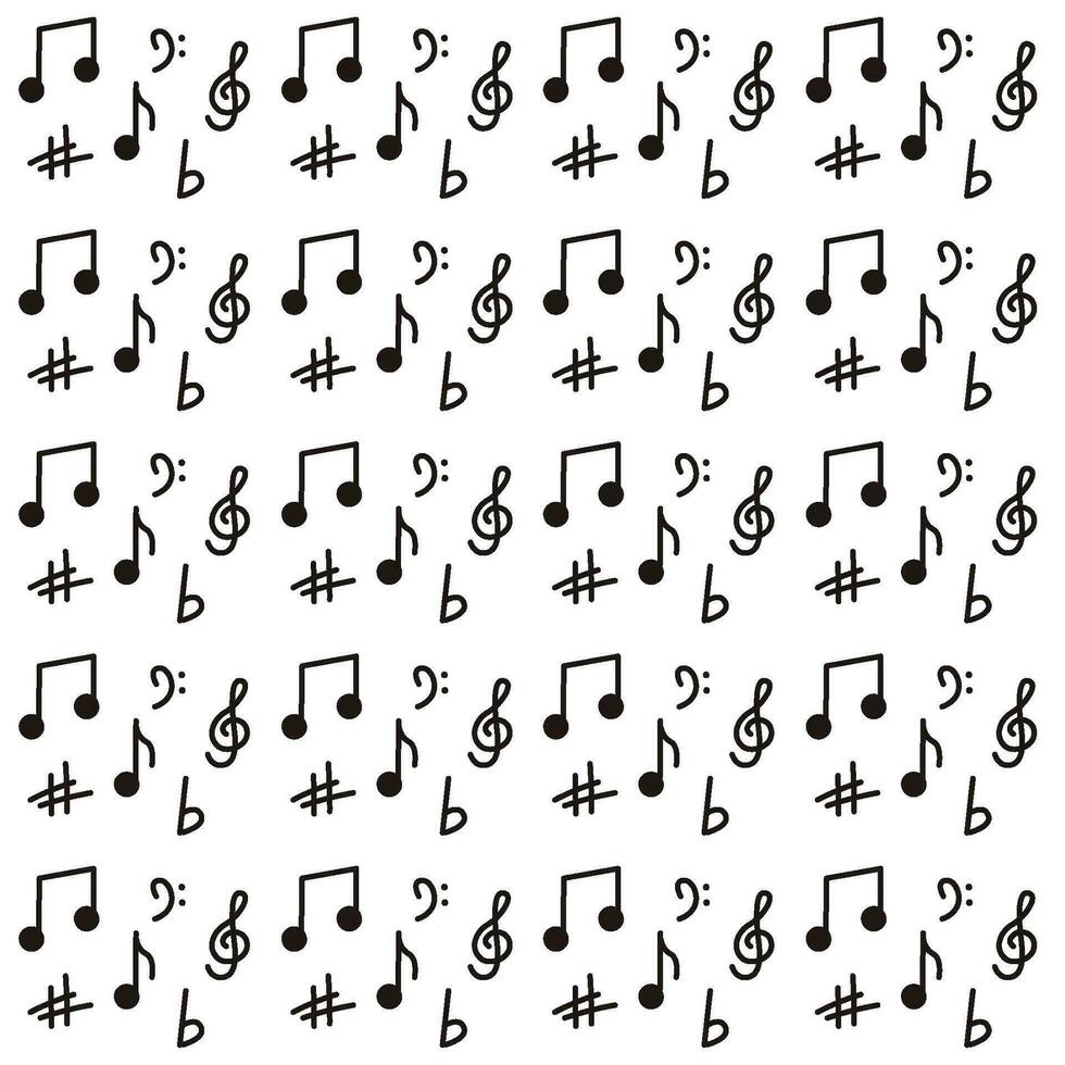 musical notas mão desenhado fundo vetor ilustração