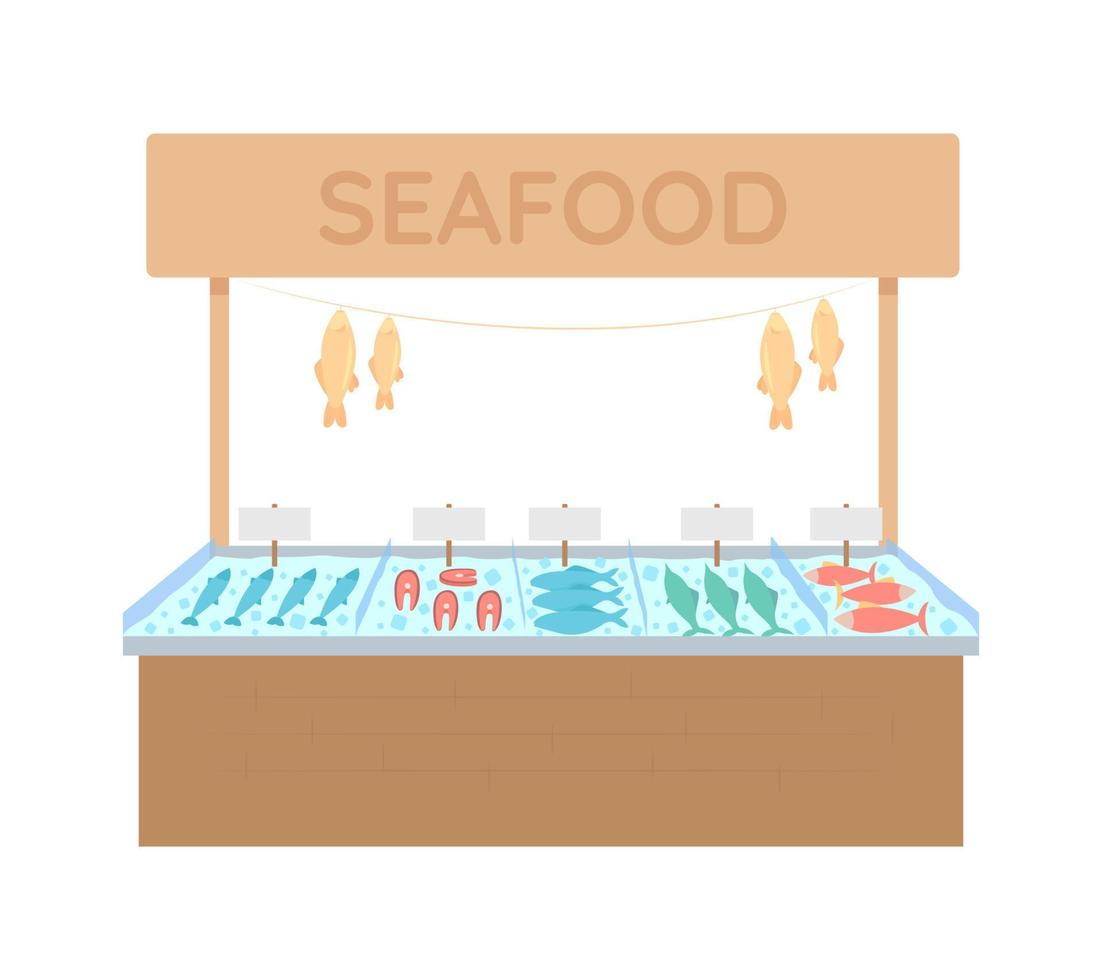 objeto de vetor de cor semi-plana de mercado de frutos do mar