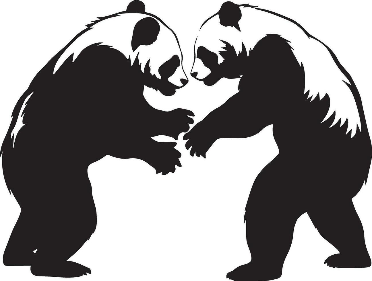 panda luta vetor silhueta ilustração 3