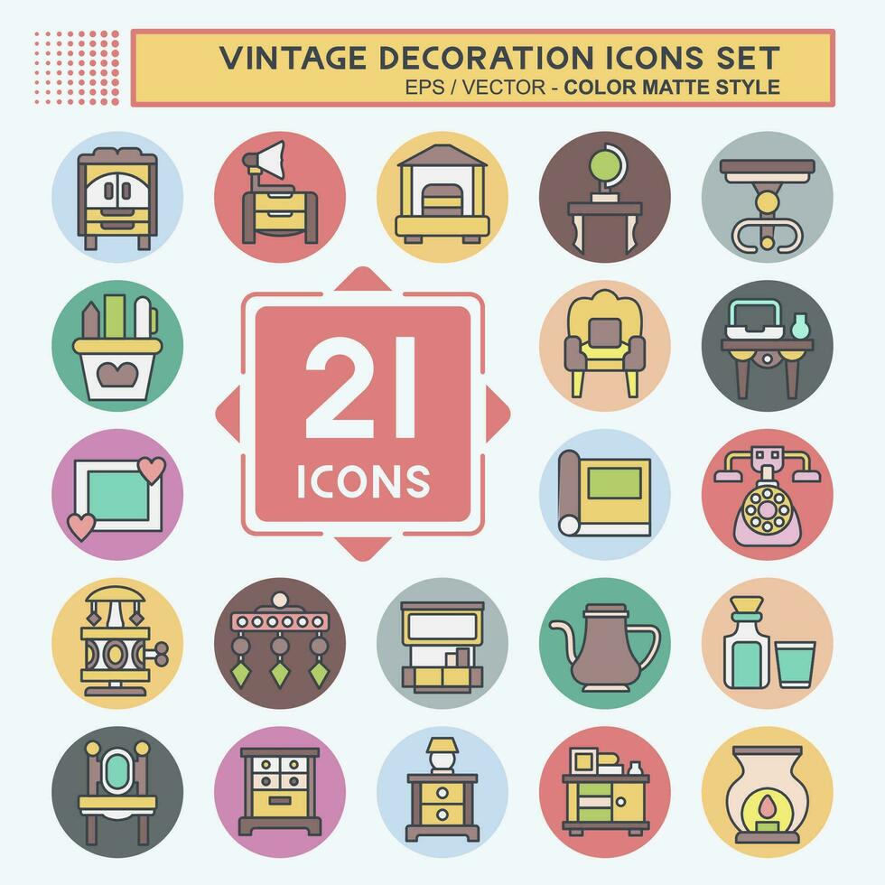 ícone conjunto decoração. relacionado para vintage decoração símbolo. cor companheiro estilo. simples Projeto editável. simples ilustração vetor