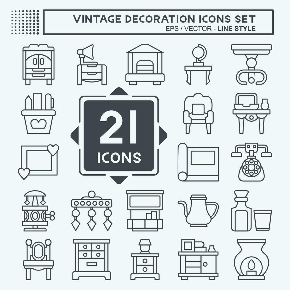 ícone conjunto decoração. relacionado para vintage decoração símbolo. linha estilo. simples Projeto editável. simples ilustração vetor