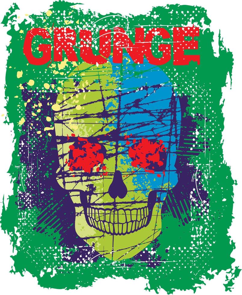 sinal gótico com crânio, camisetas com design vintage grunge vetor