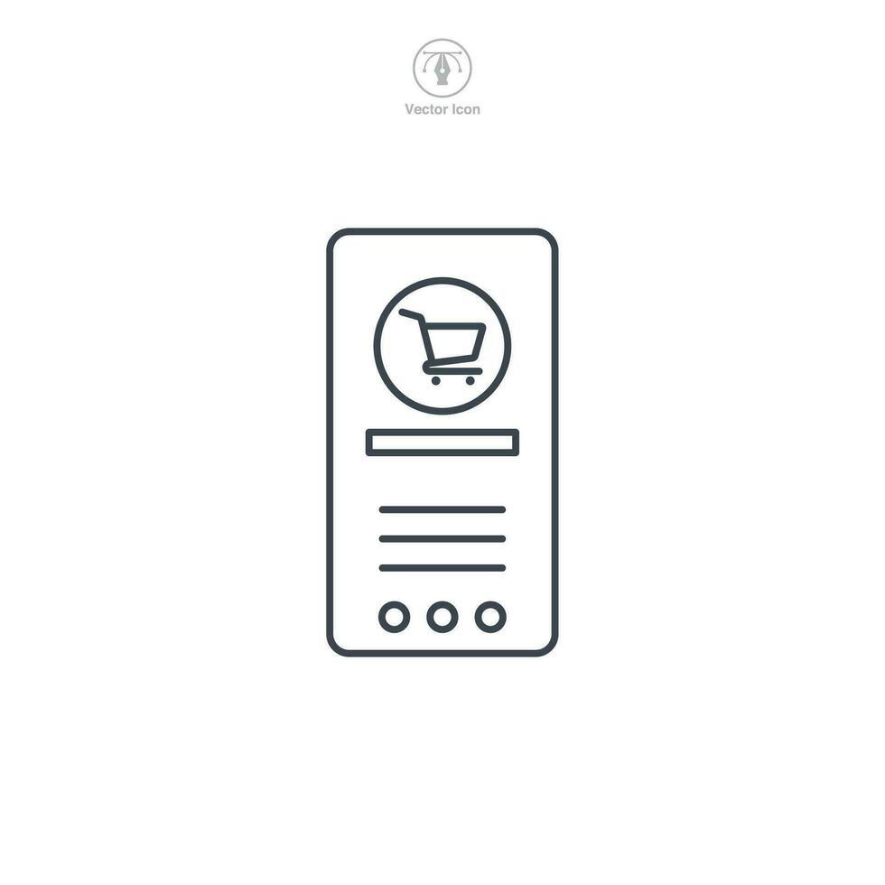 Móvel telefone com compras aplicativo ícone símbolo vetor ilustração isolado em branco fundo
