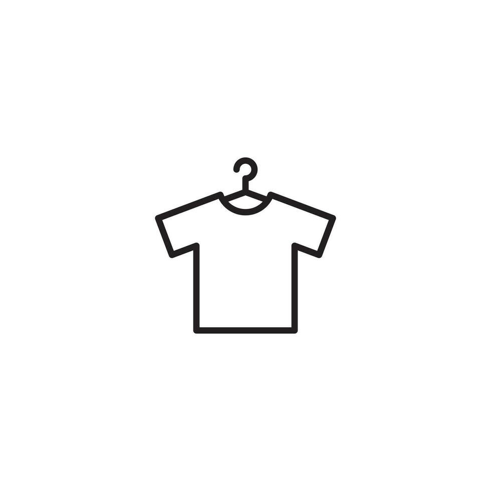 simples plano t camisa ícone ilustração projeto, t camisa em cabide símbolo com delineado estilo modelo vetor